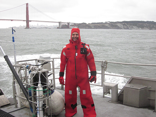 TAS Mike Wing 2015 practices getting in emergency survival suit  