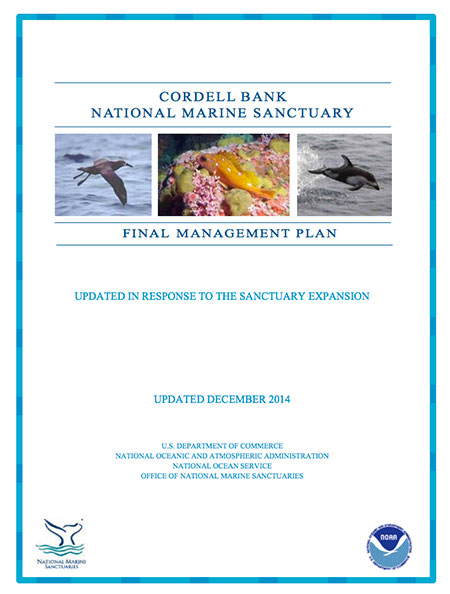 cover of the most recent management plan cordell bank national marine sanctuary
